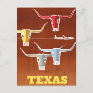 Vintage-Reiseplakat aus Texas Postkarte