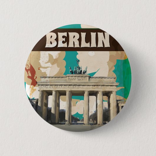 Vintage-Reiseplakat Berlin Button (Vorderseite)