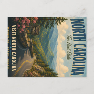 Vintage Reiseplakat Blue Ridge Parkway North Carol Feiertagspostkarte