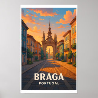 Vintage Reiseplakat Braga Portugal Poster