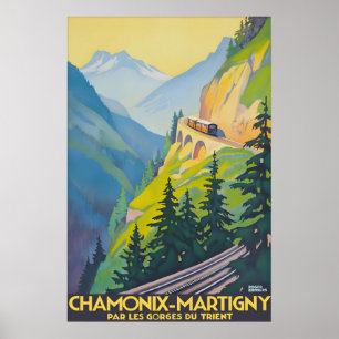 Vintage-Reiseplakat Chamonix Martigny Druck Poster