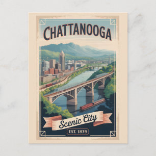Vintage-Reiseplakat Chattanooga Tennessee Feiertagspostkarte
