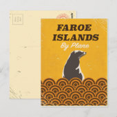 Vintage Reiseplakat der Färöer Postkarte (Vorne/Hinten)