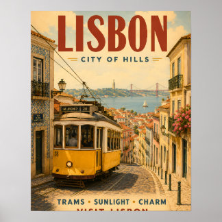 Vintage-Reiseplakat der Stadt Lissabon mit Ic Poster