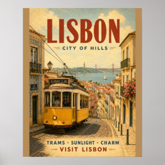 Vintage-Reiseplakat der Stadt Lissabon mit Ic Poster