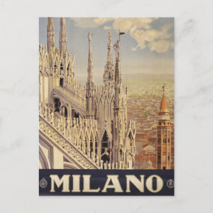 Vintage-Reiseplakat des Domes in Mailand, Italien Postkarte
