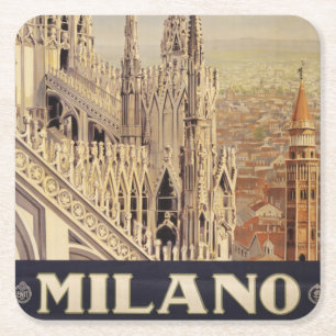 Vintage-Reiseplakat des Doms in Mailand, Italien Rechteckiger Pappuntersetzer