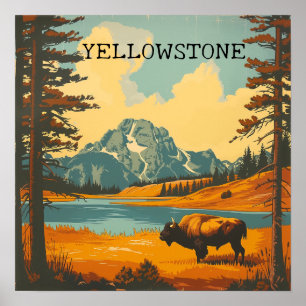 Vintage-Reiseplakat des Yellowstone-Nationalparks Poster