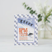 Vintage Reiseplakat, Ecole de Ski Postkarte (Stehend Vorderseite)