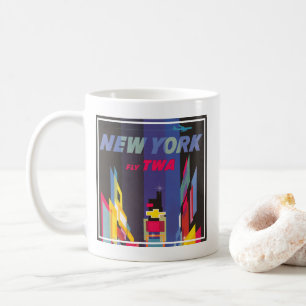 Vintage Reiseplakat, Fliege Twa, New York Kaffeetasse