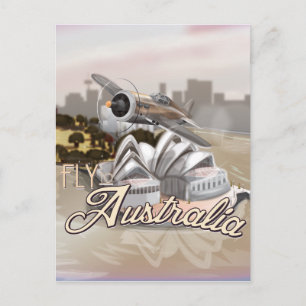 Vintage-Reiseplakat Fliegen Sie nach Australien Postkarte