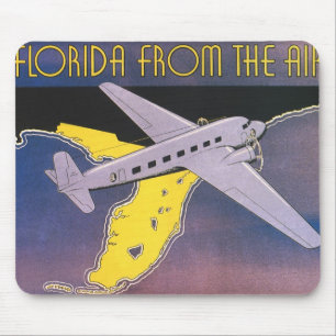 Vintage-Reiseplakat, Florida aus der Luft Flugzeug Mousepad