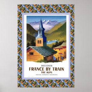 Vintage Reiseplakat, Frankreich mit dem Zug Poster