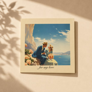Vintage-Reiseplakat Französische Riviera Romantik  Magnetkarte
