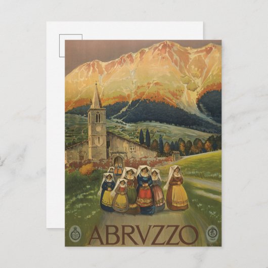 Vintage Reiseplakat für Abruzzen, Italien. Postkarte (Vorne/Hinten)