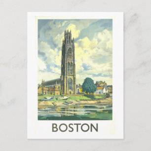 Vintage-Reiseplakat für Boston in England Postkarte