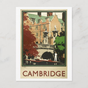 Vintage-Reiseplakat für Cambridge in England Postkarte