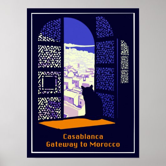 Vintage Reiseplakat für Casablanca, Marokko. Poster (Vorne)