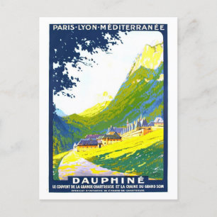 Vintage-Reiseplakat für Dauphine, Frankreich, Postkarte