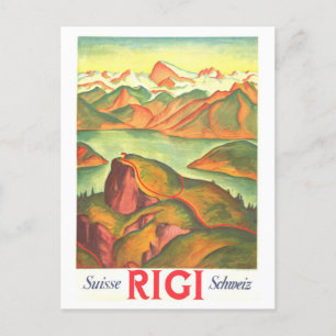 Vintage-Reiseplakat für den Mt. Rigi, Schweiz, Postkarte
