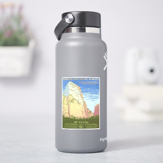 Vintage Reiseplakat für den Zion Nationalpark Aufkleber (HydroFlask)