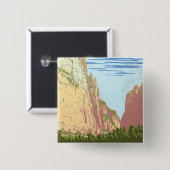 Vintage Reiseplakat für den Zion Nationalpark Button (Vorne & Hinten)