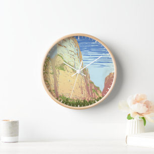 Vintage Reiseplakat für den Zion Nationalpark Uhr
