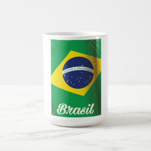 Vintage-Reiseplakat für die Flagge Brasiliens Kaffeetasse