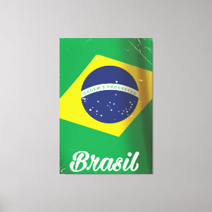Vintage-Reiseplakat für die Flagge Brasiliens Leinwanddruck