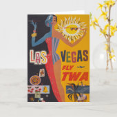 Vintage Reiseplakat für Flug nach Las Vegas Karte (Gelbe Blume)
