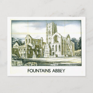 Vintage-Reiseplakat für Fountains Abbey Postkarte