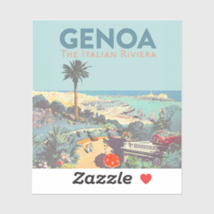 Vintage-Reiseplakat für Genua, Italienische Rivier Aufkleber