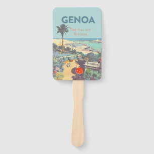 Vintage-Reiseplakat für Genua, Italienische Rivier Fächer