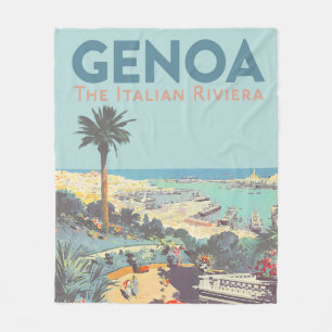 Vintage-Reiseplakat für Genua, Italienische Rivier Fleecedecke