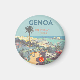 Vintage-Reiseplakat für Genua, Italienische Rivier Magnet
