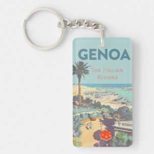 Vintage-Reiseplakat für Genua, Italienische Rivier Schlüsselanhänger