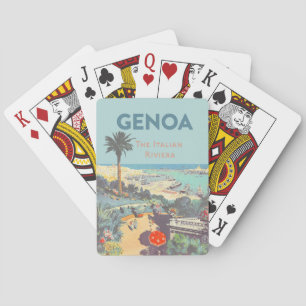 Vintage-Reiseplakat für Genua, Italienische Rivier Spielkarten