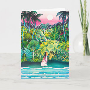 Vintage-Reiseplakat für Hawaii auf Postkarte