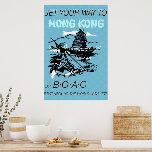 Vintage Reiseplakat für Hongkong Poster (Küche)