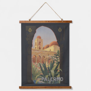 Vintage-Reiseplakat für Palermo, Italien. Wandteppich Mit Holzrahmen