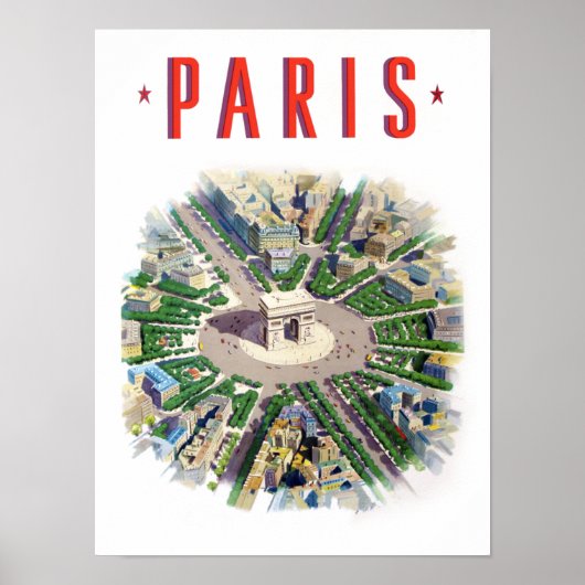 Vintage Reiseplakat für Paris Poster (Vorne)