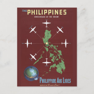 Vintage-Reiseplakat für Philippine Air Lines Postkarte