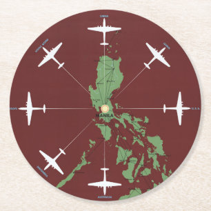 Vintage-Reiseplakat für Philippine Air Lines Runder Pappuntersetzer