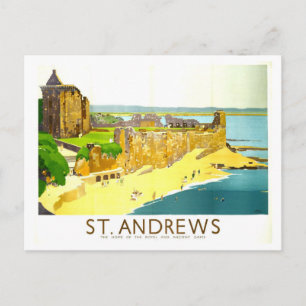 Vintage-Reiseplakat für St. Andrews in Schottland Postkarte