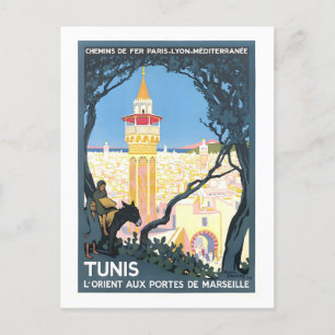 Vintage-Reiseplakat für Tunis, Tunesien, Postkarte