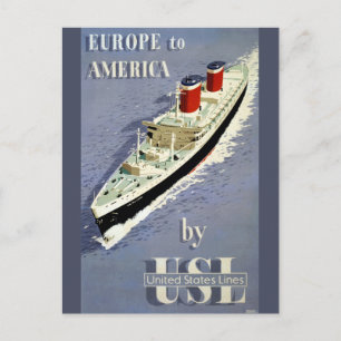 Vintage-Reiseplakat für United States Lines Postkarte