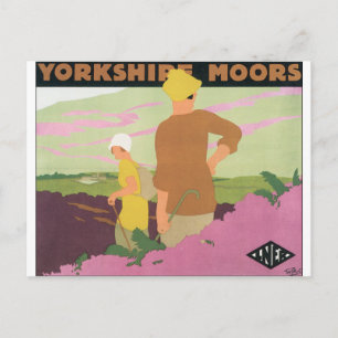 Vintage-Reiseplakat für Yorkshire Moors Postkarte