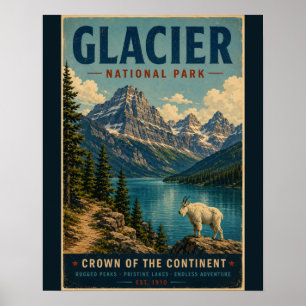 Vintage-Reiseplakat Glacier National Park mit R Poster