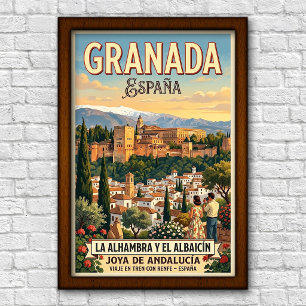 Vintage-Reiseplakat Granada, Spanien 1960er Jahre Poster