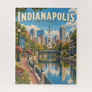 Vintage-Reiseplakat Indianapolis Indiana Stadt Puzzle